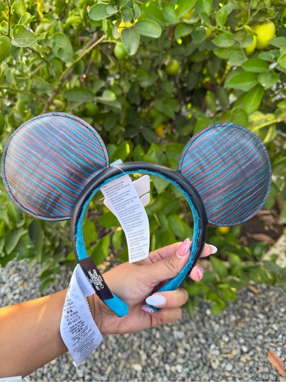 Disney Teal Headband with Rainbow Skull Mouse Ears